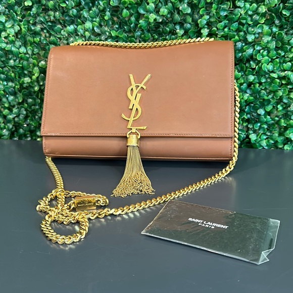 Saint Laurent Handbags - Saint Laurent Paris Kate tassel monogram medium brown leather chain shoulder bag